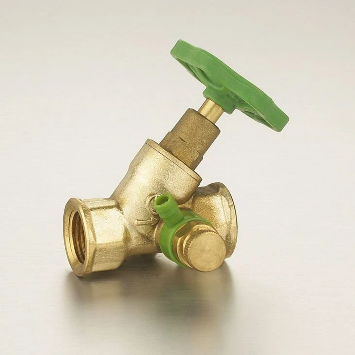 1/2"-1"Brass Glove Valve(Oblique Stop Valve) Polishing Surface Plastic Handle Straight-flow With Drain Valve